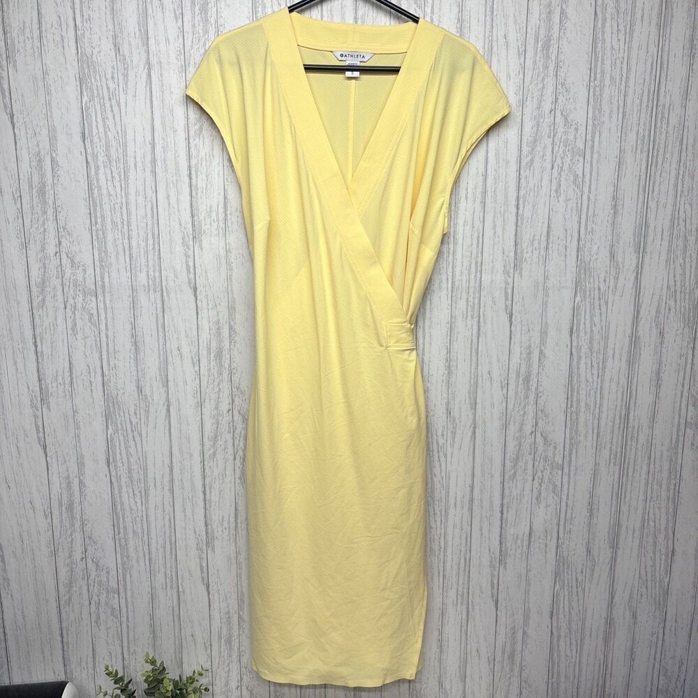 Womens Size L Athleta Newport Wrap Dress Yellow